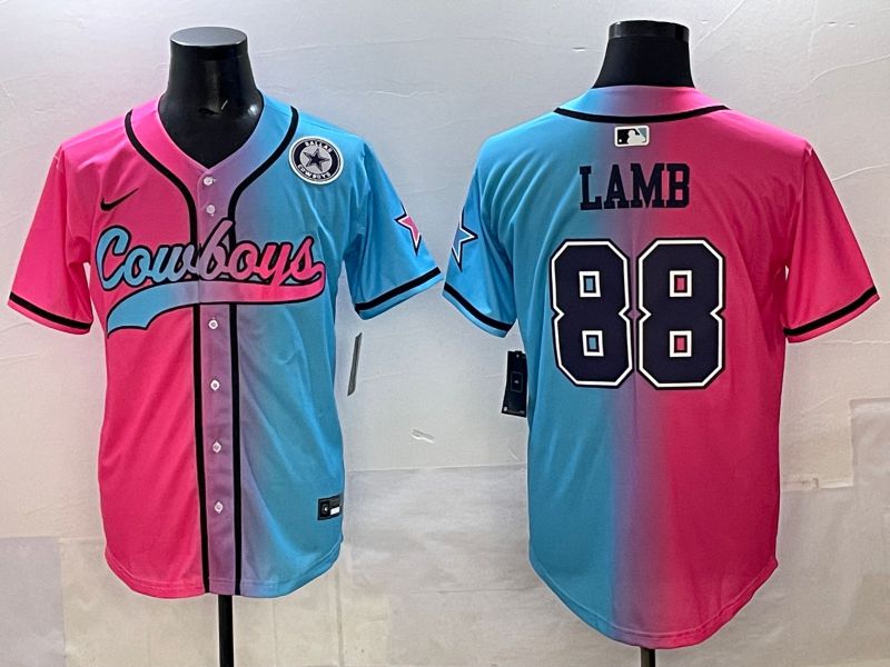 Men 2025 Dallas Cowboys #88 Lamb Blue pink Nike Limited NFL Jersey style 007